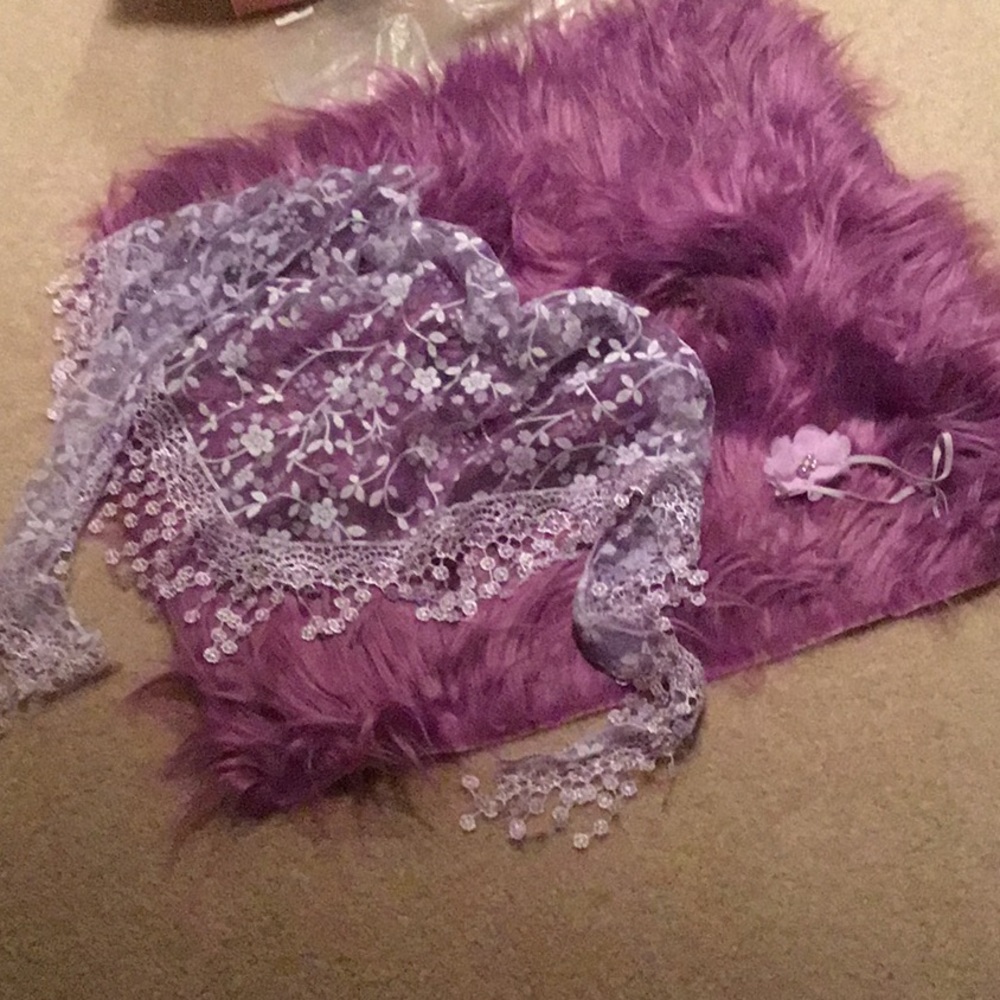 3pc fur rug, headband & scarf newborn photo props